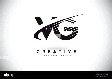 VG V G Letter Logo Design with Swoosh and Black Lines. Modern Creative zebra lines Letters ...