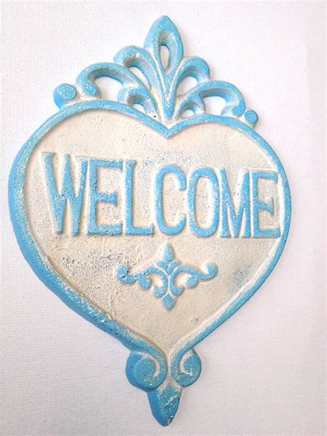 WELCOME Heart sign Cast Iron WELCOME sign Home Decor | Etsy