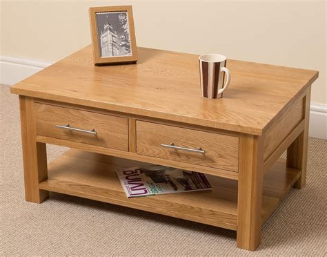 OAK FURNITURE KING Small Oak Coffee Table with Storage | Natural Oak ...