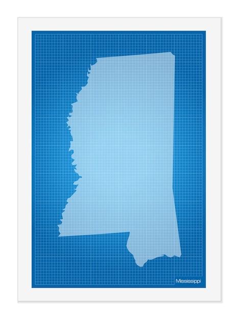 Premium Vector | Mississippi on blueprint