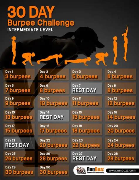 30 Day Burpee Challenge - Printable Schedule and Video Demo