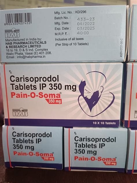 Carisoprodol Soma 350 Mg Pain-O-Soma 350mg, Non prescription, Treatment: Muscle Relaxer at Rs 40 ...