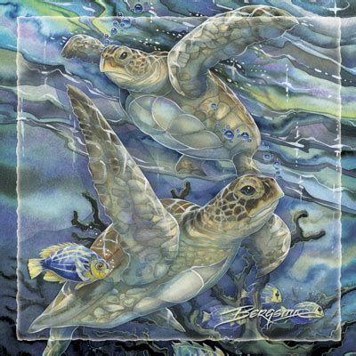 Bergsma Gallery Press :: Products :: Tiles :: Sea Life :: Turtles / Sea Tranquility - Tile