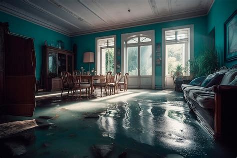 Premium AI Image | Flooded house interior Generative AI