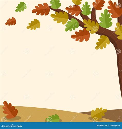 Autumn Tree and Leaves Background Stock Vector - Illustration of orange, design: 76507530