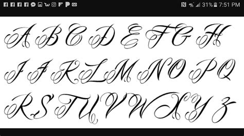 Script Tattoo Fonts Alphabet Calligraphy