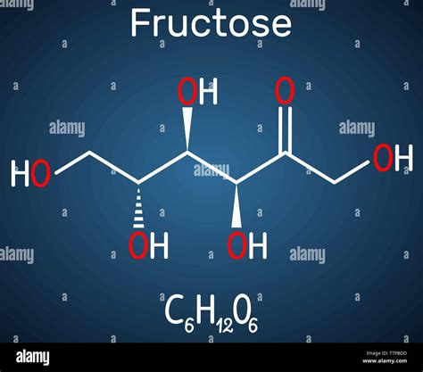 Fructose, D-fructose molecule. Linear form. Structural chemical formula ...