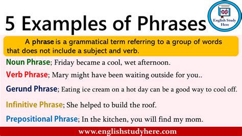 5 Examples of Phrases - English Study Here