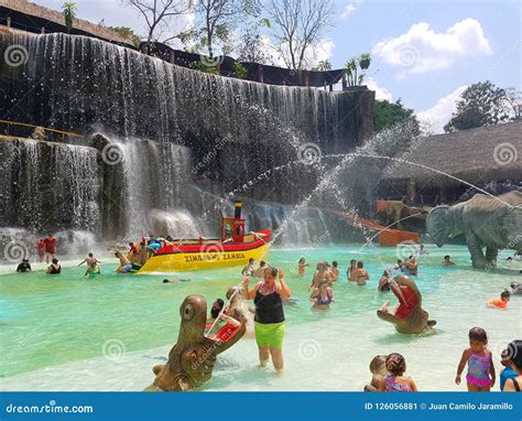 People Enjoying the Aquatic Park or Water Parkin the Hacienda Napoles ...