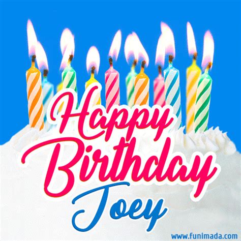 Happy Birthday GIF for Joey with Birthday Cake and Lit Candles ...