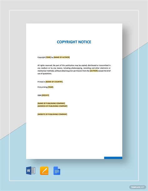 FREE Copyright Notice Templates - Download in Word, Google Docs, PDF, Photoshop, Apple Pages ...