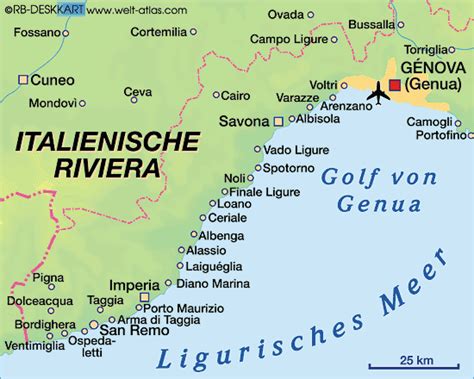 Map of Italian Riviera (Region in Italy) | Welt-Atlas.de