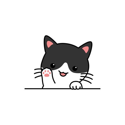 Cute cat waving paw cartoon 2497274 Vector Art at Vecteezy