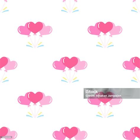 Bunch Of Heart Shaped Balloons Seamless Pattern Background Stock ...