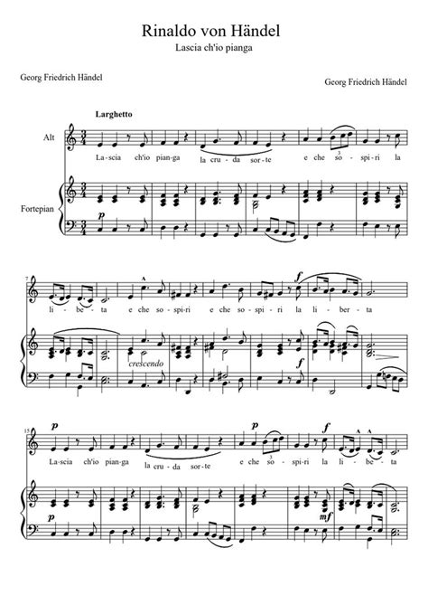 "Lascia ch'io pianga" Rinaldo von Händel Sheet music for Piano, Alto ...