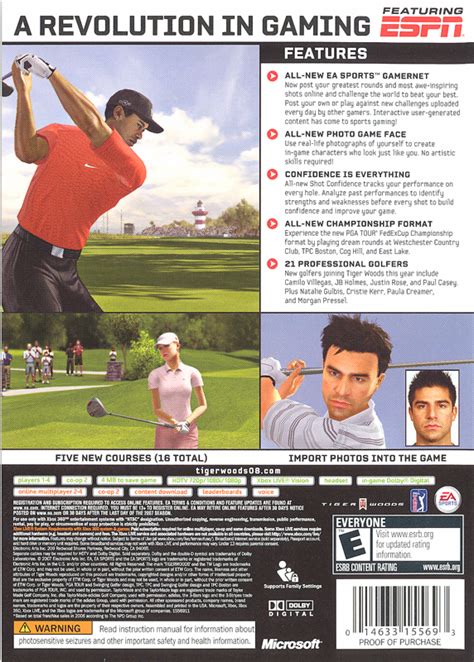 Tiger Woods PGA Tour 08 (2007) Xbox 360 box cover art - MobyGames