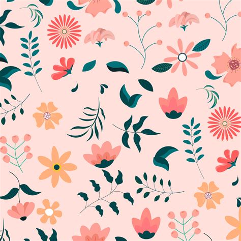 Abstract flat hand draw floral pattern background. Vector. 6644128 Vector Art at Vecteezy