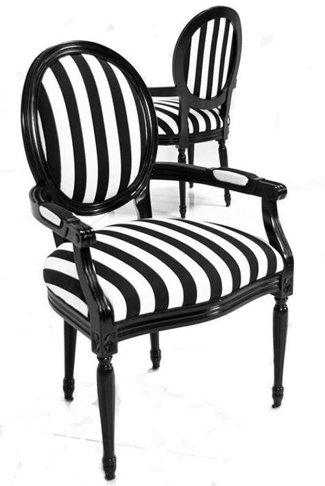 only $1900! ((cough! choke!) Black & White Stripe Louis XVI Chair - Pair Modern Dining Chairs ...