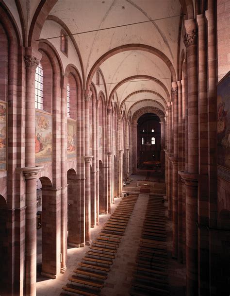 Speyer Cathedral (interior). >> Groin vault system, punctuated with transverse vaults. >> Vaults ...