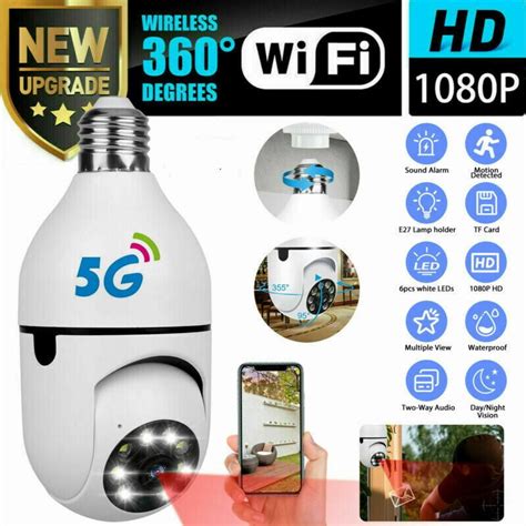 EROCK 5G Wireless E27 Light Bulb Camera,1080P HD WiFi Security Camera ...