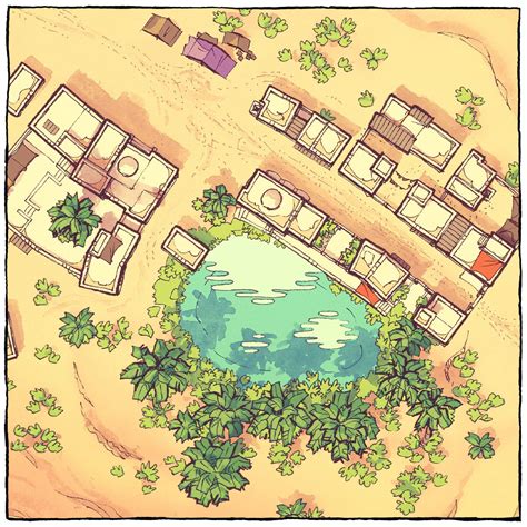 A Desert Oasis Town Map – A Desert Village by 2-Minute Tabletop ...