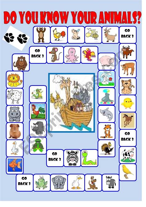 Animal boardgame with answer key - ESL worksheet by imelda