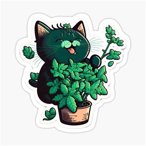 "Cat Addicted To Catnip | Funny Cat Illustration" Sticker for Sale by Skyfe | Redbubble