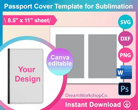 Passport Holder Cover Template, Passport Holder Sublimation, Template for Sublimation SVG, Canva ...