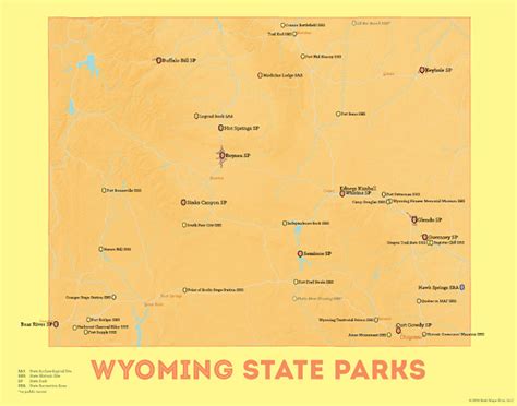 Wyoming State Parks Map 11x14 Print - Best Maps Ever