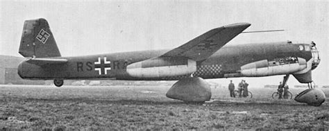 Side view of Junkers Ju 287 V1, with featured an unusual and novel forward-swept wing, at ...