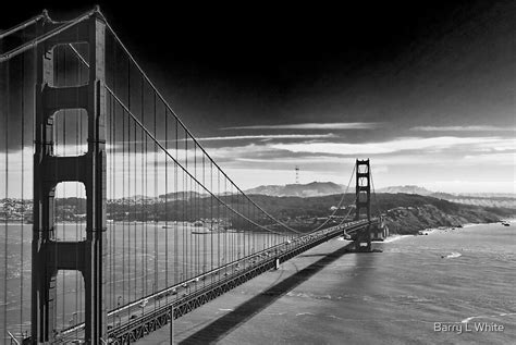 "Golden Gate Bridge - Dark Sky (black and white)" by Barry L White | Redbubble