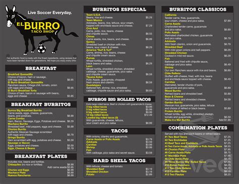 El Burrito Taco Shop menu in Murrieta, California, USA