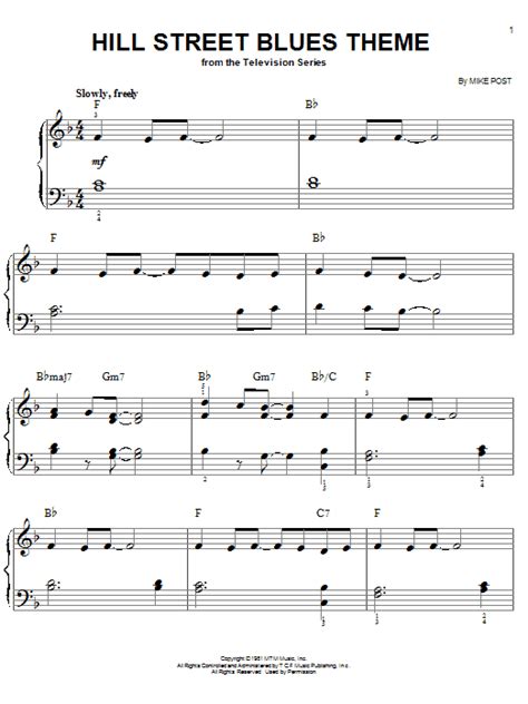 Hill Street Blues Theme sheet music by Mike Post (Easy Piano – 24274)