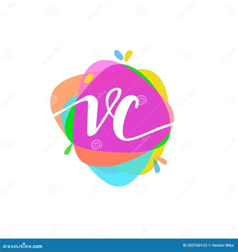 Letter VC Logo with Colorful Splash Background, Letter Combination Logo ...