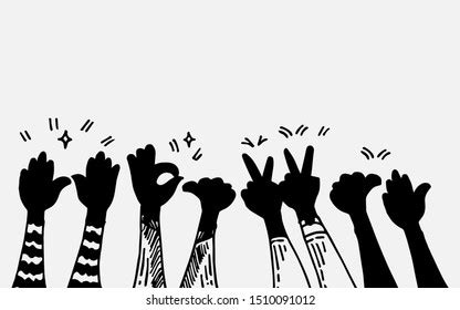 Hand Drawn Black Silhouette Hands Clapping Stock Vector (Royalty Free) 1510091012 | Shutterstock