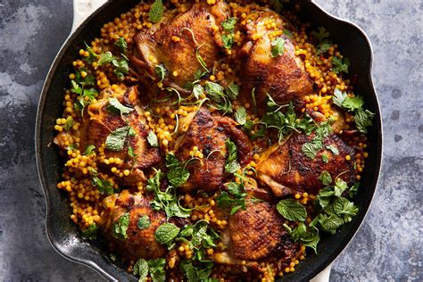 Skillet Chicken and Pearl Couscous With Moroccan Spices Recipe