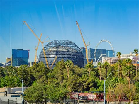 Sunny View of the MGM Sphere Under Construction Editorial Image - Image of gambling, america ...