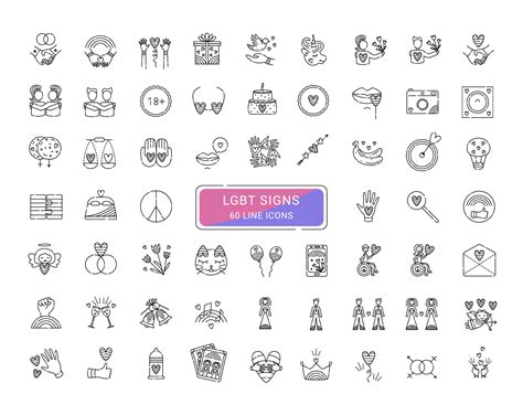 LGBT signs and symbols, 60 icons 15691342 Vector Art at Vecteezy