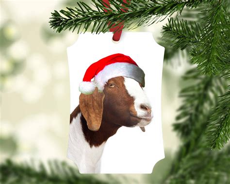 Personalized Goat Christmas Ornament Goat With Santa Hat - Etsy