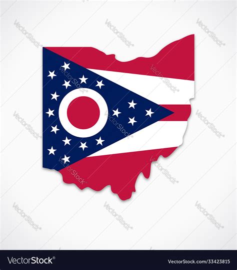 Ohio oh flag in state shape Royalty Free Vector Image