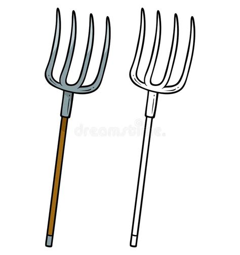 Cartoon Metal Pitchfork Vector Icon for Coloring Stock Vector ...