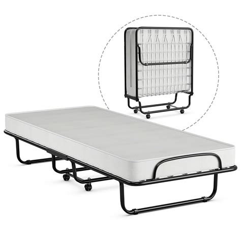 Gymax Rollaway Folding Metal Bed Memory Foam Mattress Cot Guest - Walmart.com