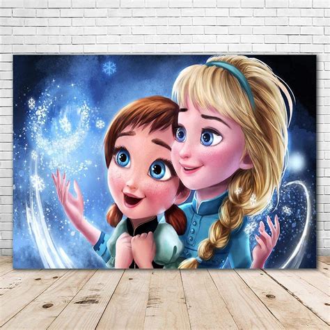 Buy YouRan Baby Princess Elsa and Anna Backdrop Happy Birthday 5x3ft ...