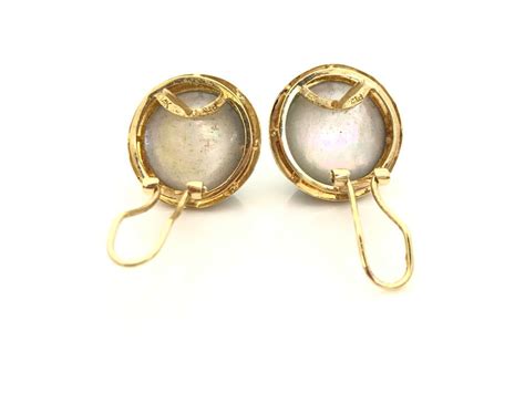 Lot - 14K Gold Pearl Earrings Omega Backs