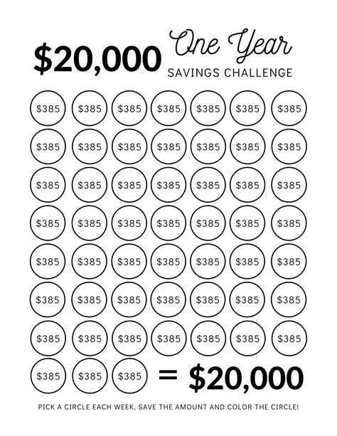 Save 20,000 Dollars in One Year Money Saving Challenge 20K 20,000 Dollar Savings Challenge ...