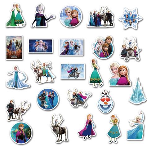 50Pcs Frozen Stickers Waterproof Vinyl Stickers for Water Bottle Luggage Bike Car Decals Anna ...