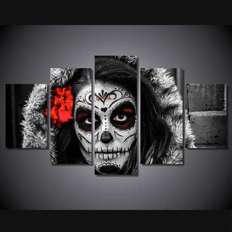 HD Print sugar skull day of dead Face Group Painting Canvas Print room ...