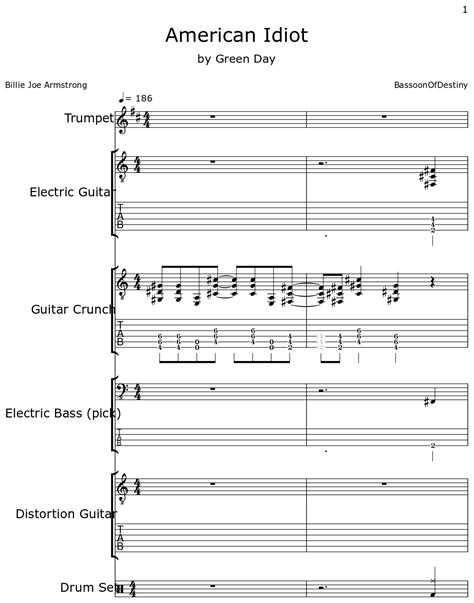 American Idiot - Sheet music for Trumpet, Electric Guitar, Guitar ...