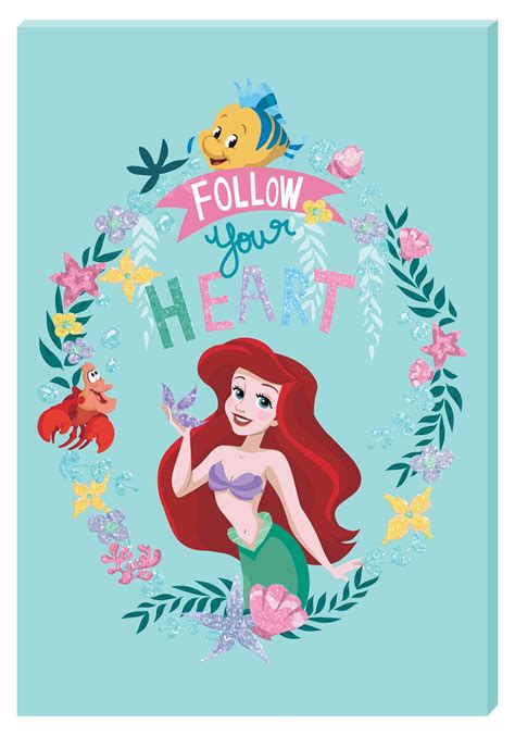 Buy Edge home Disney Princess Ariel Motivational Wall Art Canvas with Glit Standard Online at ...