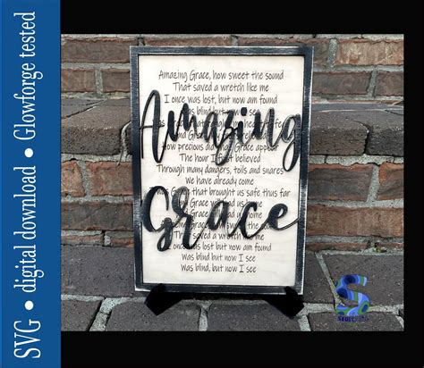 Amazing Grace Hymn Cut Out Over Lyrics Sign. SVG Cut File Digital ...